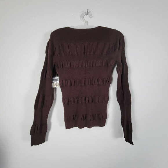 Audrey Talbott Carmel Womens Brown Silk Cashmere Textured Ruched Sweater Medium - Picture 2 of 7